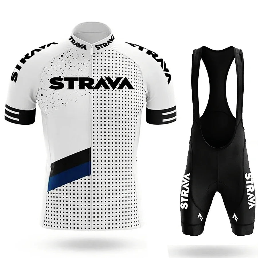 Strava-Conjunto de ciclismo para hombre, pantalones cortos para bicicleta, conjunto deportivo para bicicleta de carretera, Jersey para ciclismo de montaña, ropa transpirable de verano, uniforme profesional