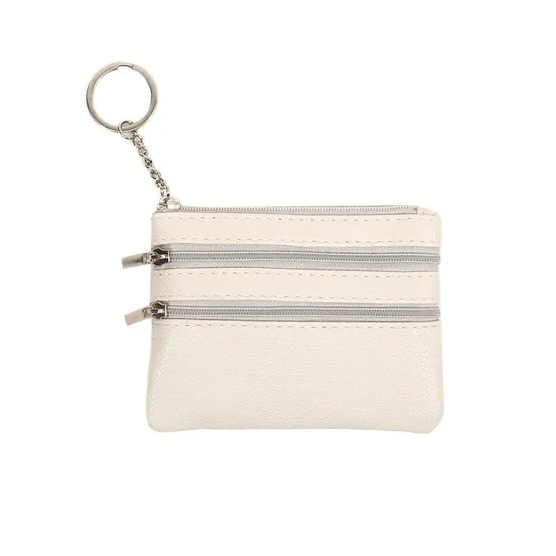 Monedero de cuero PU a la moda, cartera pequeña para mujer, monederos de cambio, Mini bolsas de dinero con cremallera, billeteras de bolsillo para niños, llavero