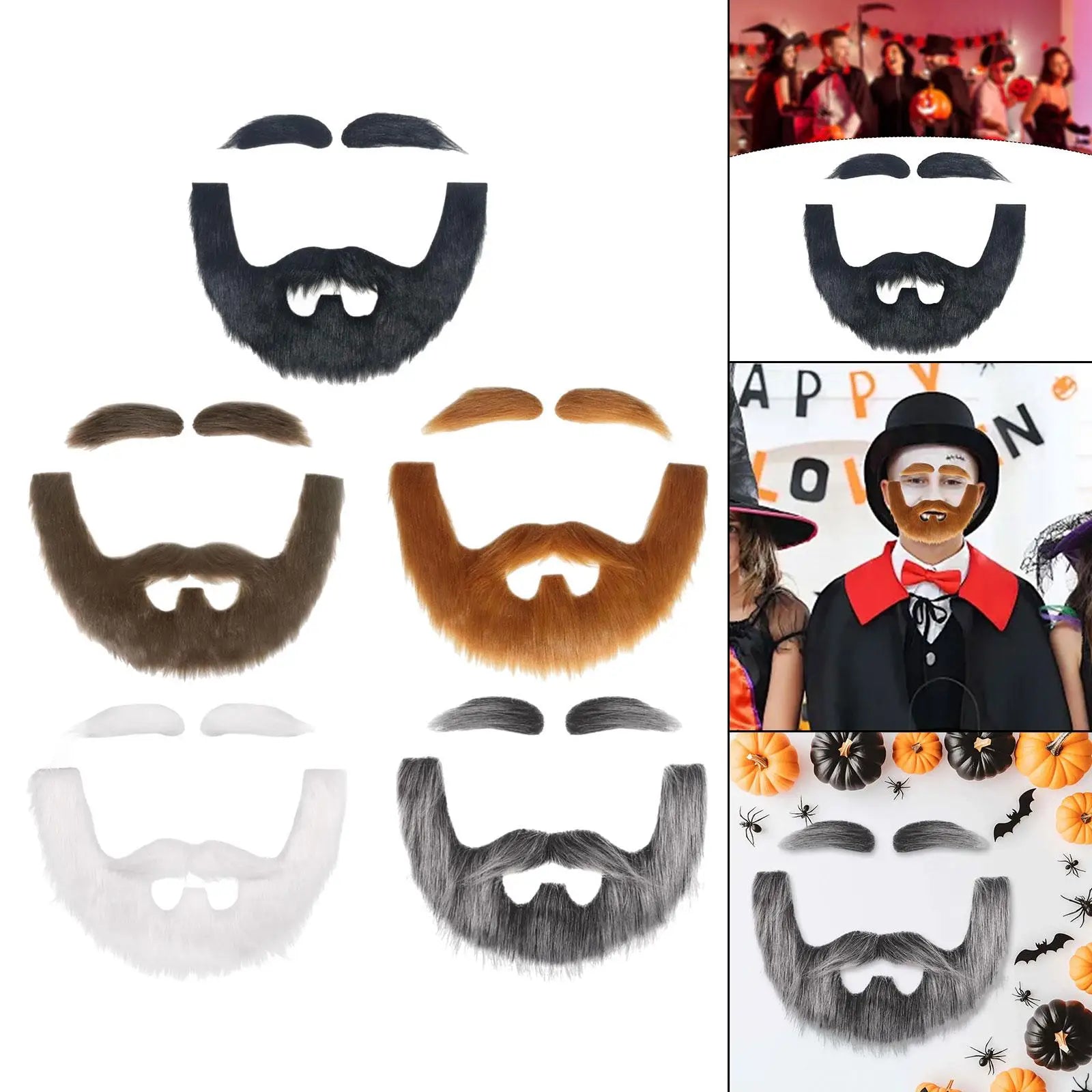 DIY barba falsa autoadhesiva realista vestir accesorios de disfraz para Halloween Festival puesta en escena óperaciones de cumpleaños