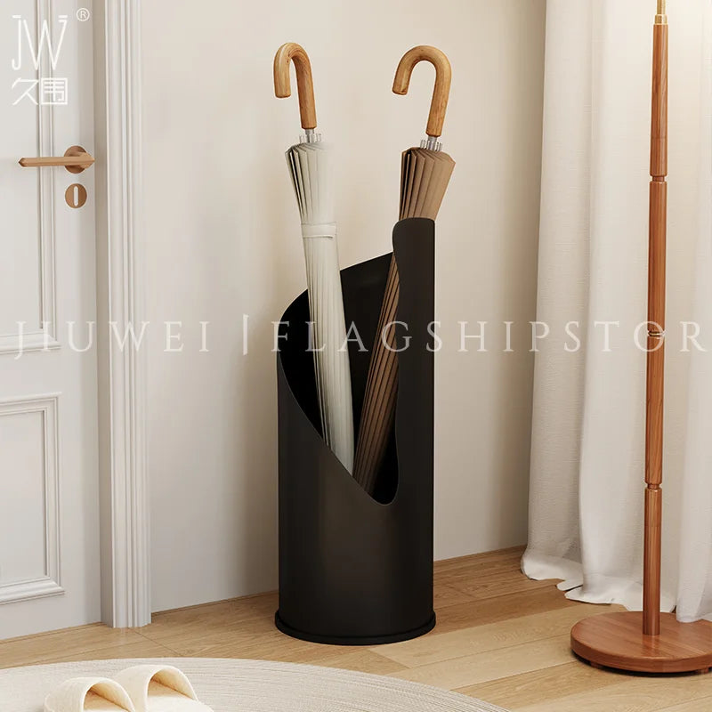 Estante de paraguas estilo crema de gran capacidad, organizador de entrada con drenaje de agua, contenedor de almacenamiento de paraguas minimalista para decoración del hogar