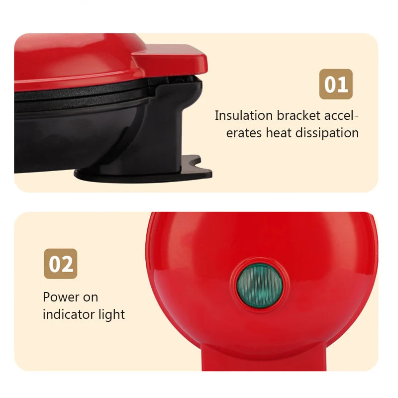 Mini máquina eléctrica para hacer gofres, calefacción de doble cara, asador para desayuno en casa, cocina, pequeña máquina de cocina para postres