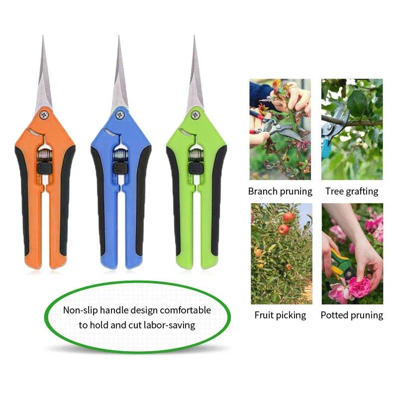 Tijeras de jardín para plantas en maceta, podadora de bonsái, tijeras de podar de flores para jardinería, recolector de frutas, huerto de granja disponible de acero inoxidable