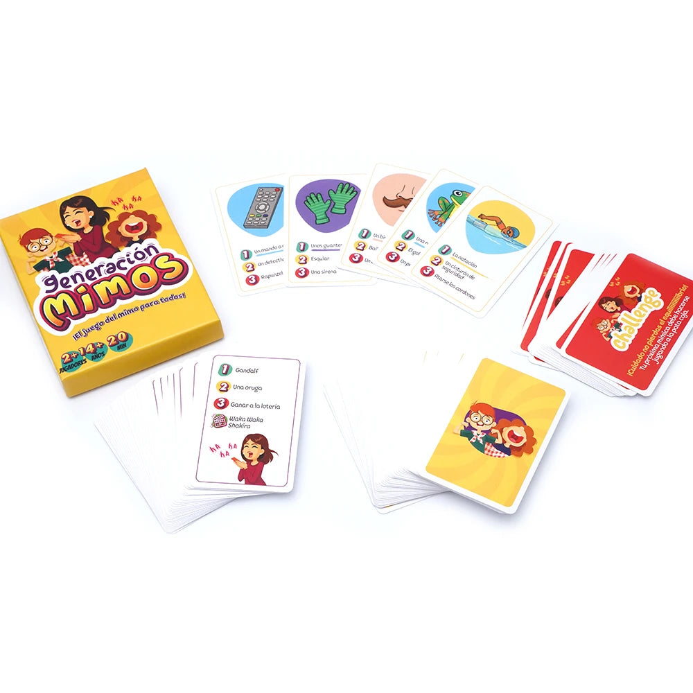 Generación Mimos Juego de Mesa Familiar Divertido con 400 Mímicas para Niños y Adultos Juego de Cartas de Mímica