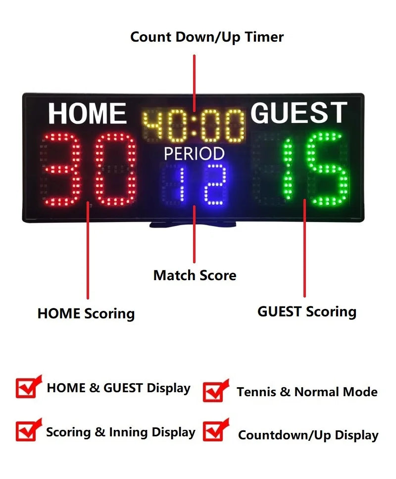 Tablero de puntuación de partido de entrenamiento de tenis profesional portátil, marcador Digital de cancha de Padel electrónica LED con Control de muñeca