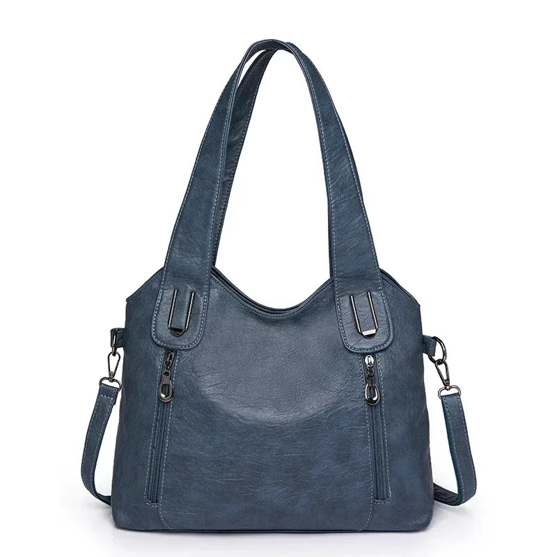 Bolsos de mano de Color sólido a la moda para mujer, bolso de mano de cuero suave, bolsos cruzados grandes informales para mujer, nuevas bolsas de mensajero de hombro