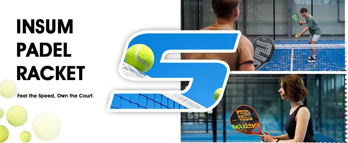 Raqueta de Pádel de Fibra de Carbono, Forma Redonda, Núcleo de EVA, Alto Control, Raqueta de Tenis de Pádel para Jugadores Principiantes