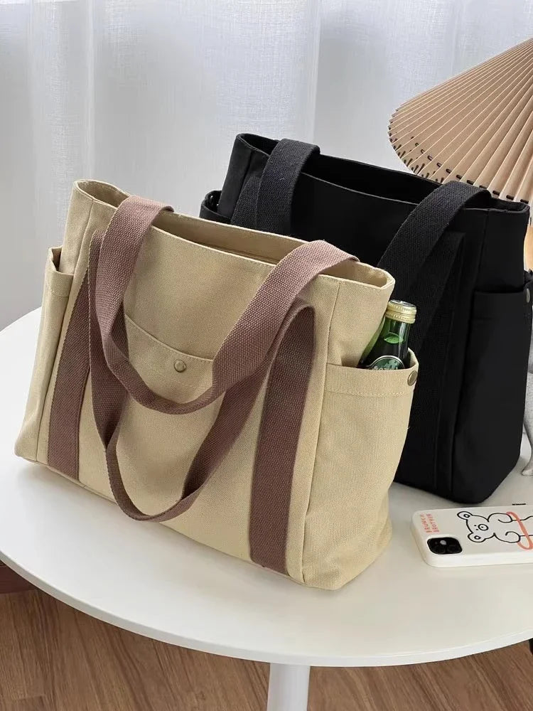 Bolsos de lona de gran capacidad Para trabajo, bolsa de transporte Para trabajo, ropa Para estudiante de estilo universitario, bolso de hombro Para hombre