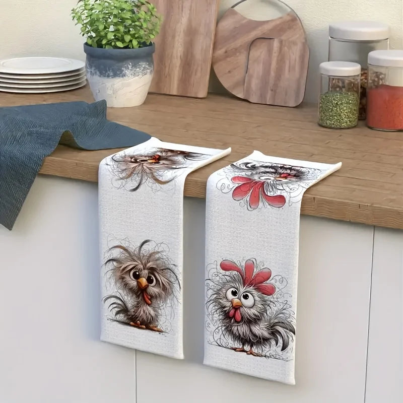 Paquete de 2 paños de limpieza para el hogar divertidos con forma de animal, estropajos, paños de cocina, paños de té y manteles individuales, utilizados para lavar y secar artículos para el hogar, paños de secado suave