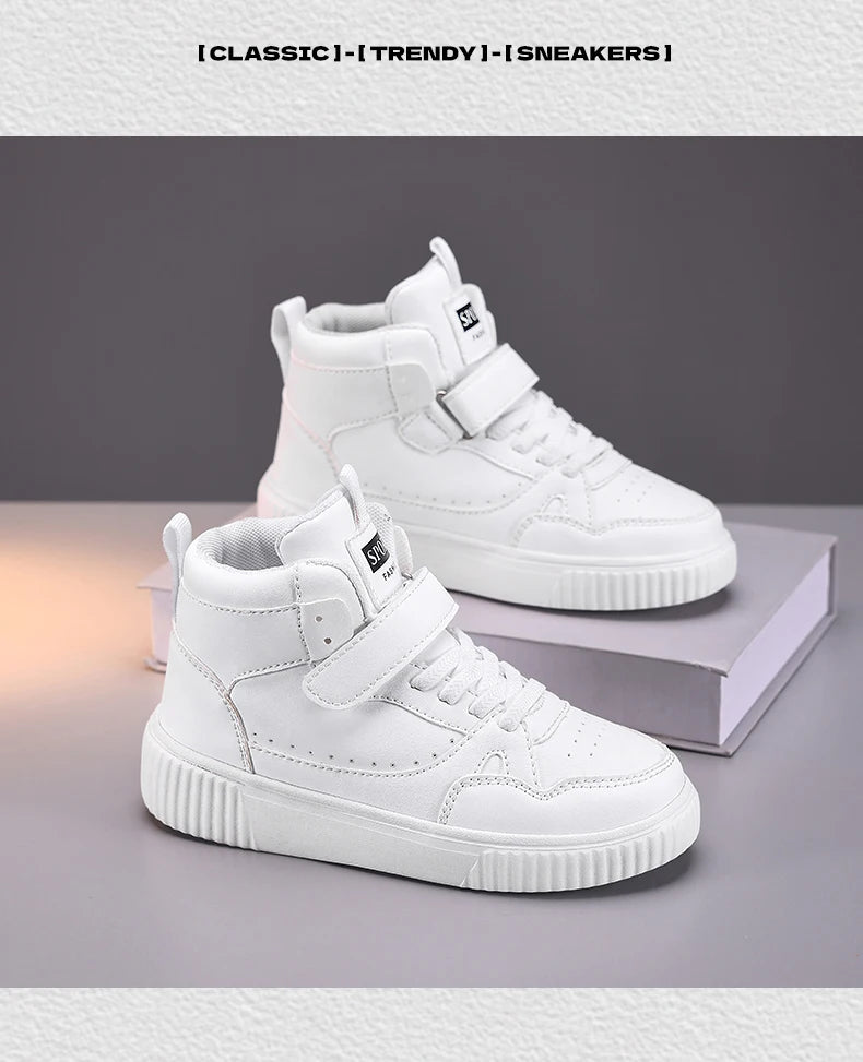 Zapatillas Deportivas para Niños, Zapatillas de Baloncesto de Caña Alta Casuales para Niños y Niñas, Zapatillas de Piel Sintética, Nuevas Zapatillas Deportivas de Moda 2026