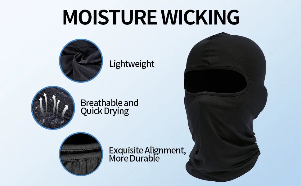 Máscara de esquí para hombres, máscara facial completa, pasamontañas, máscaras de esquí negras, cubierta protectora para la cabeza de polaina para el cuello para motocicletas