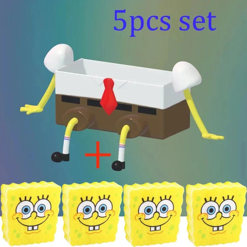 Cepillo para lavar platos de Bob Esponja, suministros de cocina para el hogar, escurridor, limpieza de platos, cepillos, estropajo reutilizable