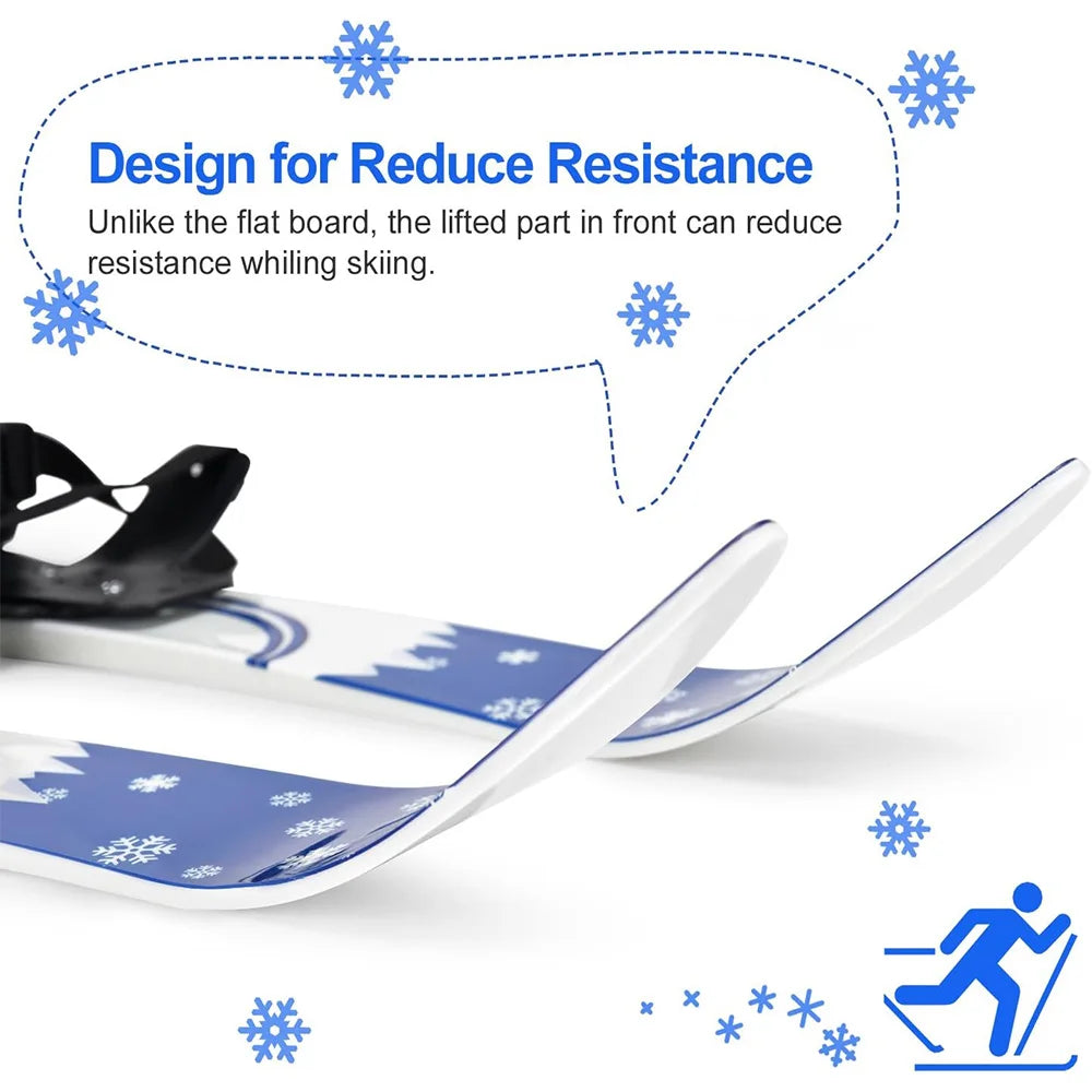 Esquís y postes de nieve para principiantes con fijaciones, tablas de esquí de baja resistencia para niños de 2 a 8 años, resistentes y seguros, equipo de esquí