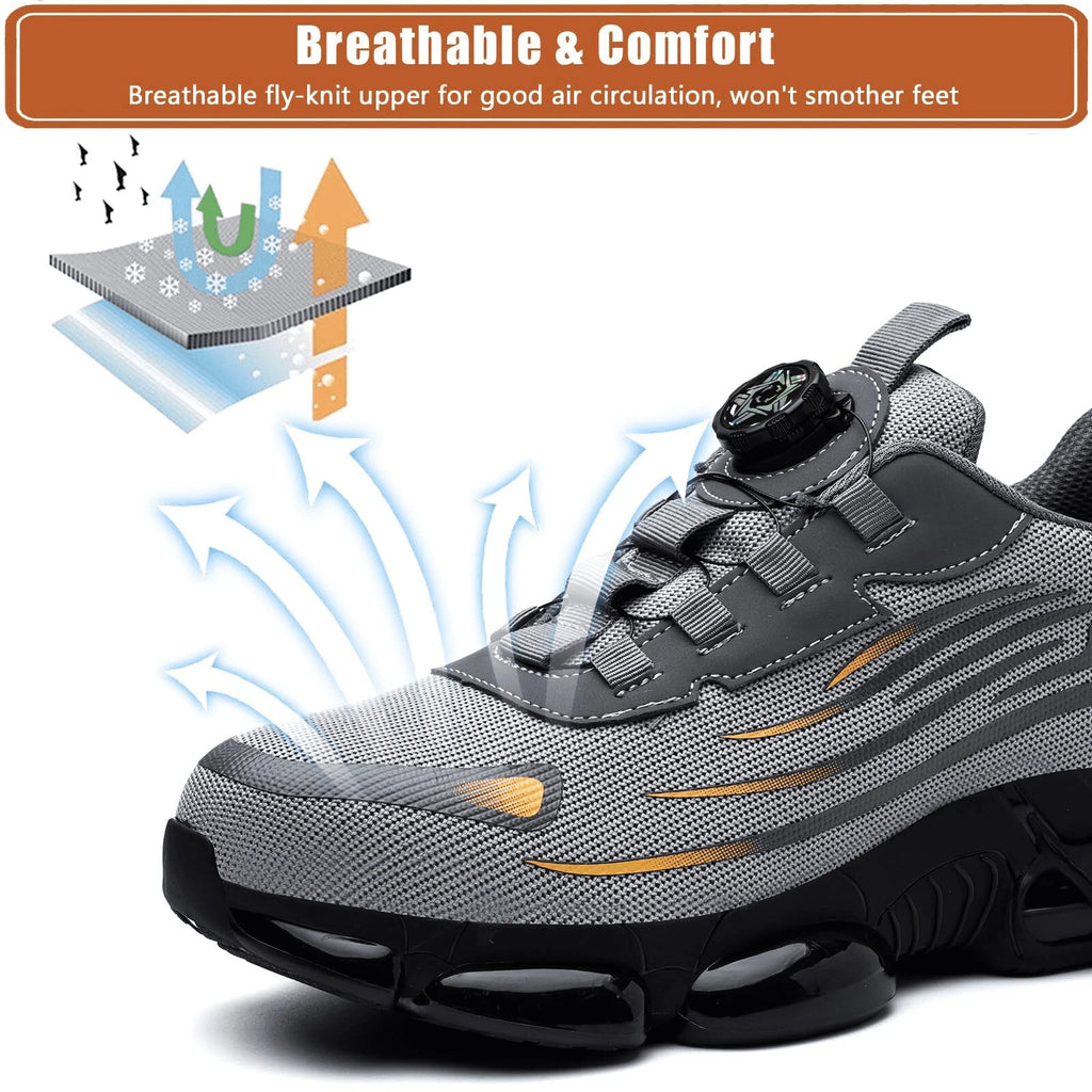 Zapatos de seguridad protectores con punta de acero indestructibles, zapatos de trabajo antideslizantes y resistentes a la abrasión, zapatillas cómodas y resistentes para hombres ﻿