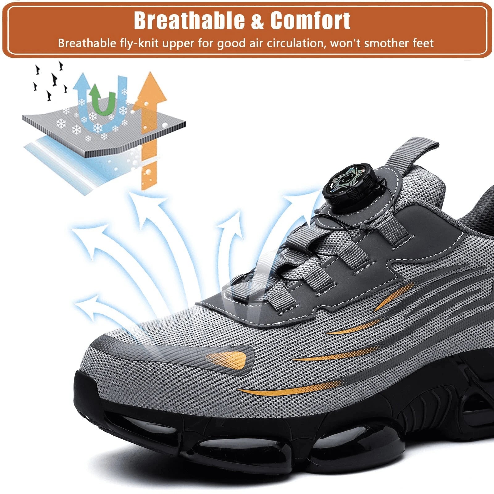 Zapatos de seguridad protectores con punta de acero indestructibles, zapatos de trabajo antideslizantes y resistentes a la abrasión, zapatillas cómodas y resistentes para hombres ﻿