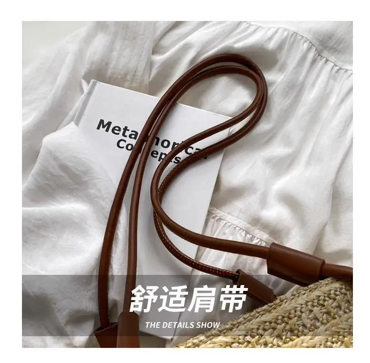 Bolso de hombro Retro a la moda, bolso de mano para mujer, bolso de diseñador de marca de lujo, bandolera de hombro de paja para mujer, bolsos de playa elegantes para mujer