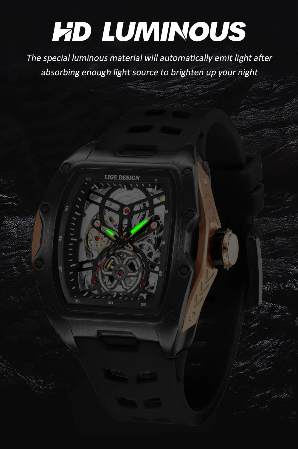 Reloj LIGE 2026 Nuevo de Lujo para Hombre, Deportivo, Automático, Mecánico, con Correa, Reloj de Pulsera Masculino