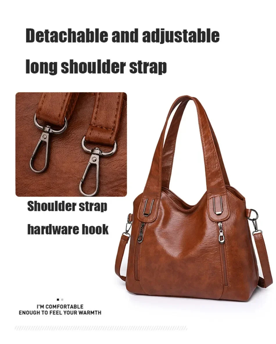 Bolsos de mano de Color sólido a la moda para mujer, bolso de mano de cuero suave, bolsos cruzados grandes informales para mujer, nuevas bolsas de mensajero de hombro