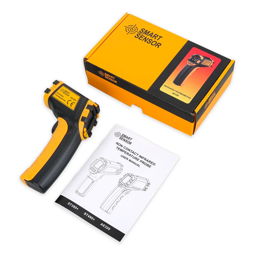 Termómetro infrarrojo Digital medidor de temperatura láser pirómetro sin contacto higrómetro IR Termometro Color LCD alarma de luz