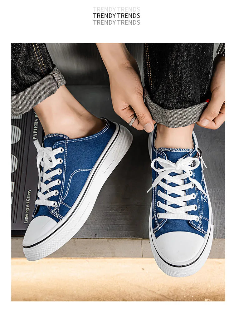 Zapatillas deportivas para hombre, zapatillas de lona transpirables con punta cerrada, mocasines a la moda para hombre, Zapatos para caminar al aire libre 2025, Zapatos de hombre