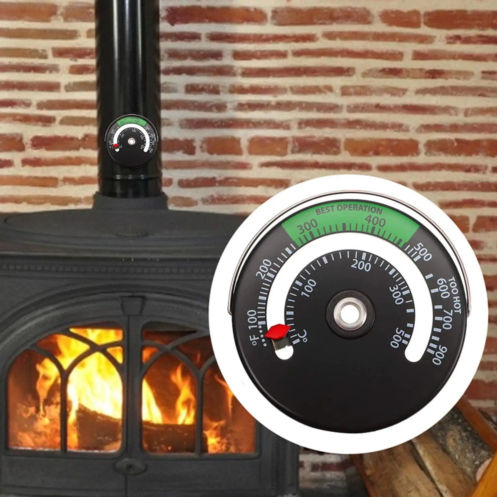 Termómetro para Chimenea de 0~500 Grados Celsius, Termómetro Magnético para Tubo de Chimenea, Termómetro para Estufa de Leña Doméstica