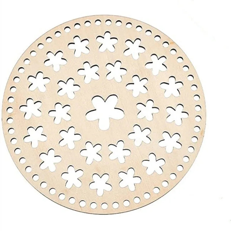 6 uds DIY parte inferior de cesta de madera Natural cesta de ganchillo hueca Base de madera para bolsa de tejer fondo artesanía hacer cesta tejida