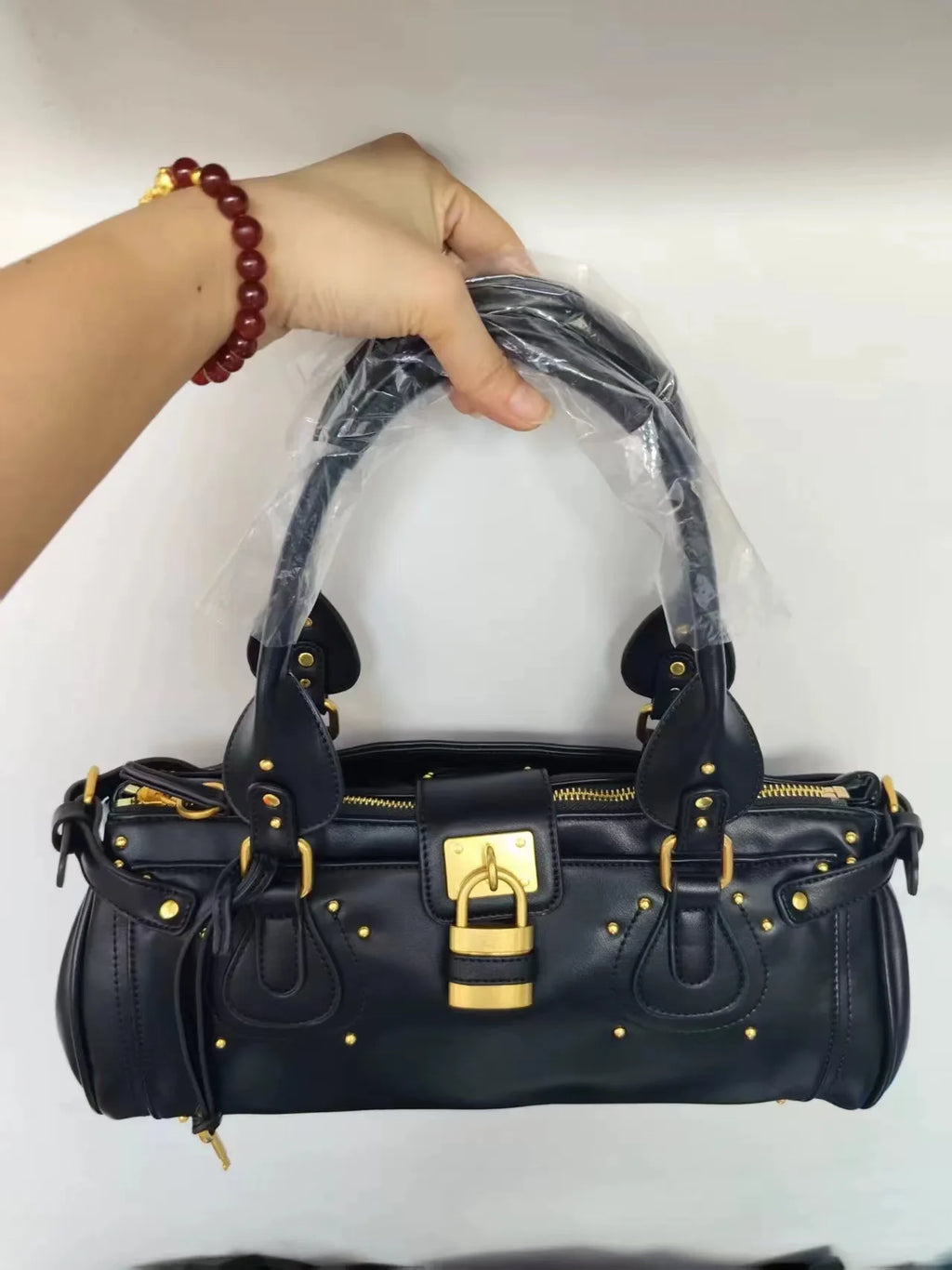 Bolso con Cabeza de Candado Retro, Bolso con Almohada con Remaches, Bolso de Chica Estilo Millennium, Bolso Cruzado para Ir al Trabajo