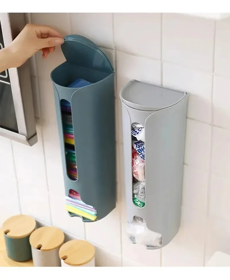 Organizador montado en la pared, armario extraíble autoadhesivo, contenedores para ahorrar espacio, dispensador de bolsas de plástico para basura, caja de almacenamiento de oficina