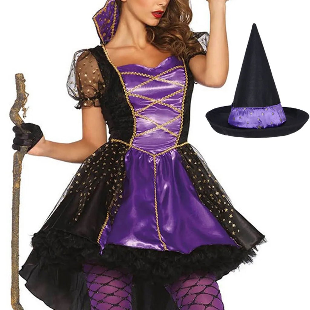 Disfraz de Halloween para mujer adulta, vestido de Reina, bruja mágica, demonio de Pascua, vampiro, novia, bruja de la muerte, disfraces de Cosplay, vestido de corte Retro