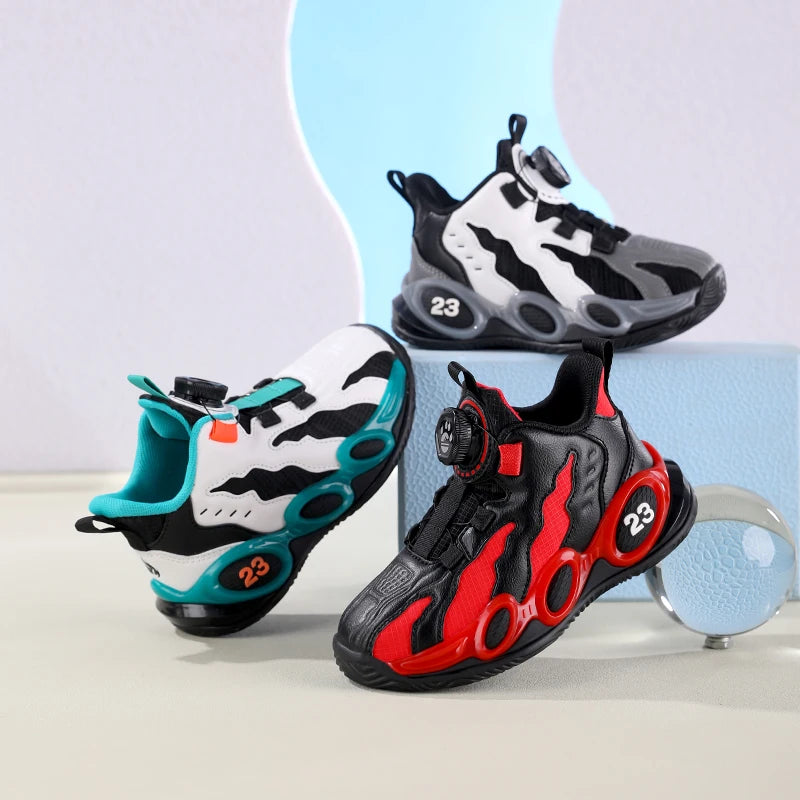 Zapatillas de baloncesto de moda para niños, zapatos deportivos de cuero PU de alta calidad, zapatos casuales para niños y niñas, cómodas zapatillas de gimnasio nuevas