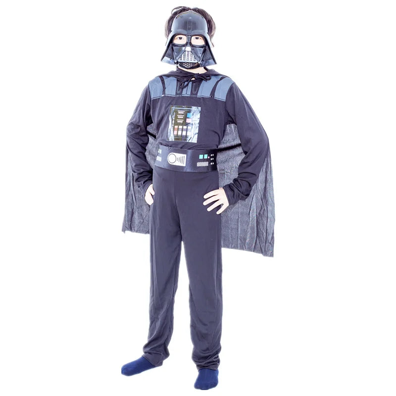 Disfraz de Darth Vader para niños con máscara y capa, disfraz de superhéroe para fiesta de Halloween, regalo de cumpleaños Rave para niños y niñas