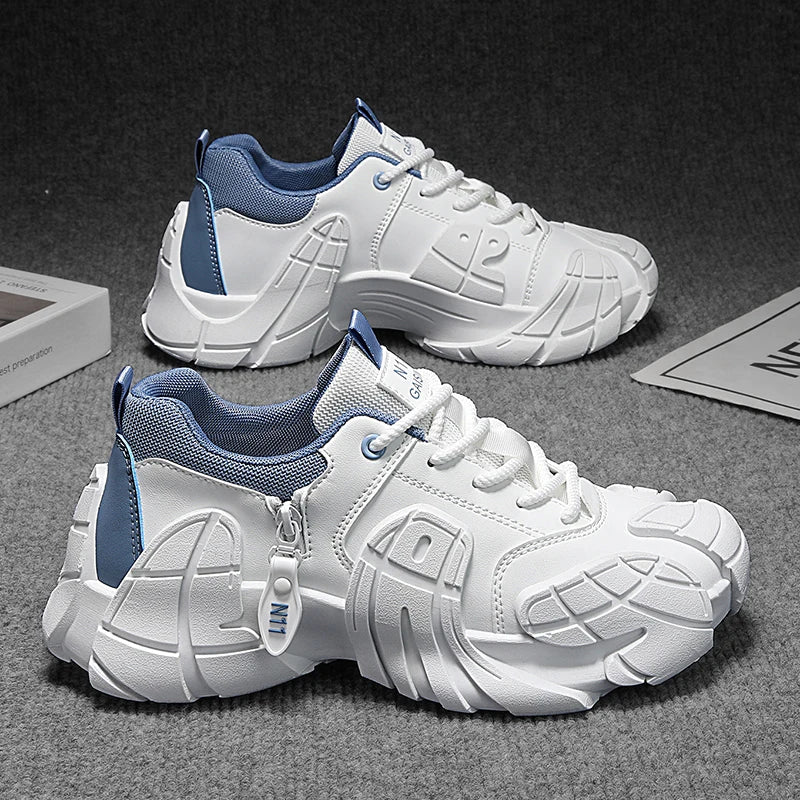 Zapatillas de deporte informales de talla grande 45, zapatos deportivos con suela de pulpo de diseñador para hombre, zapatos de gimnasio con plataforma aumentada de altura de tela de cuero de moda