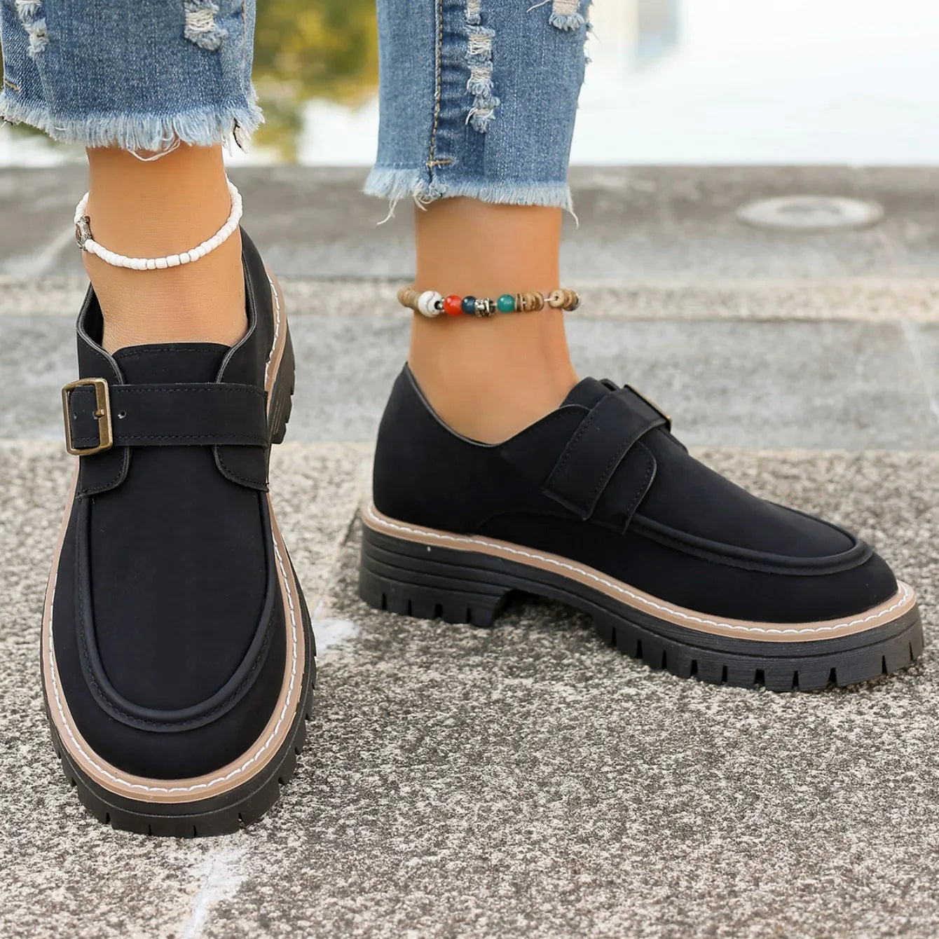 Zapatillas De deporte con plataforma para Mujer, Zapatos planos informales De diseñador De otoño para Mujer, zapatillas cómodas para caminar con hebilla De tendencia, Zapatos De Mujer