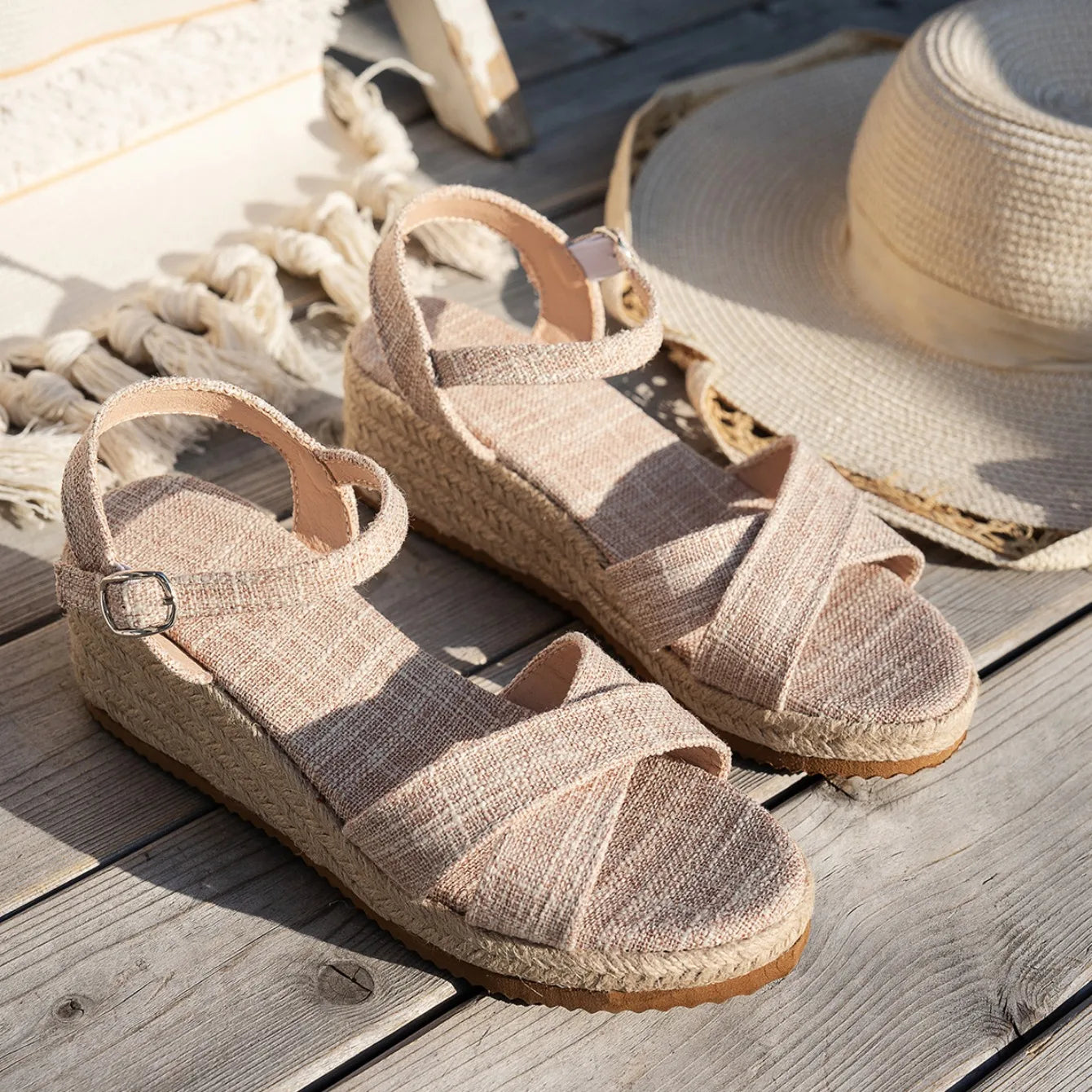 Sandalias De cuña a la moda para Mujer, zapatos De plataforma con punta abierta antideslizantes De verano, zapatos elegantes con suela De goma y hebilla, Sandalias De Mujer