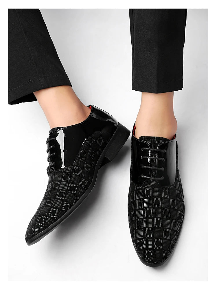 Zapatos de cuero informales rojos elegantes para hombre, zapatos de vestir con cordones y punta estrecha, zapatos formales cómodos, zapatos de vestir para hombre