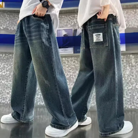 Pantalones vaqueros de Color puro para niños adolescentes, ropa para bebés, pantalones clásicos, ropa vaquera para niños, pantalones largos, pantalones casuales para niños de 4 a 12 años