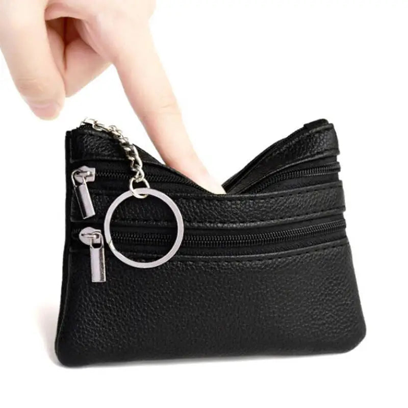 Monedero de cuero PU a la moda, cartera pequeña para mujer, monederos de cambio, Mini bolsas de dinero con cremallera, billeteras de bolsillo para niños, llavero