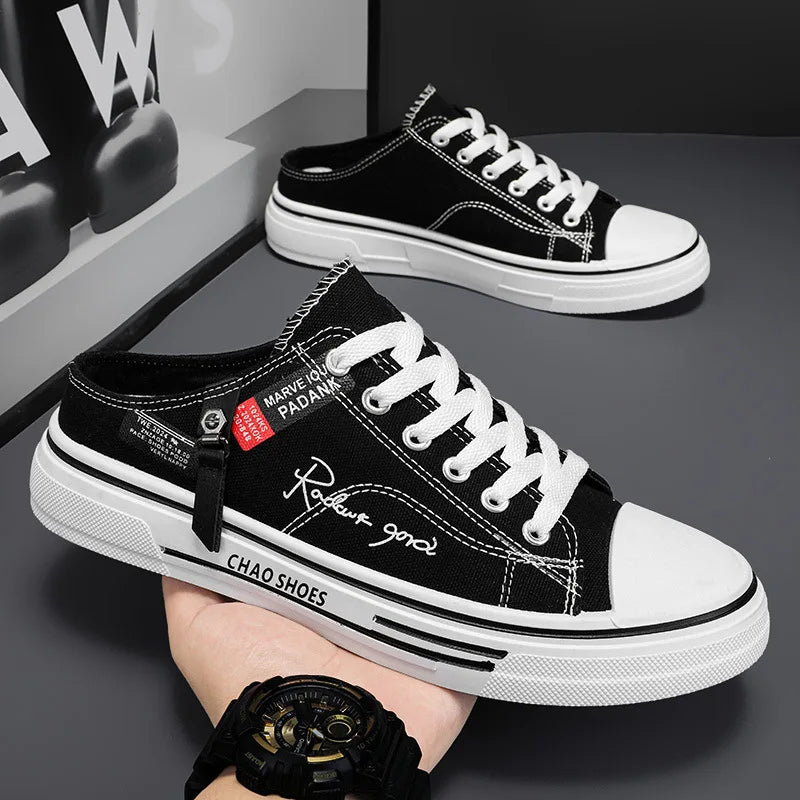 Zapatillas deportivas para hombre, zapatillas de lona transpirables con punta cerrada, mocasines a la moda para hombre, Zapatos para caminar al aire libre 2025, Zapatos de hombre