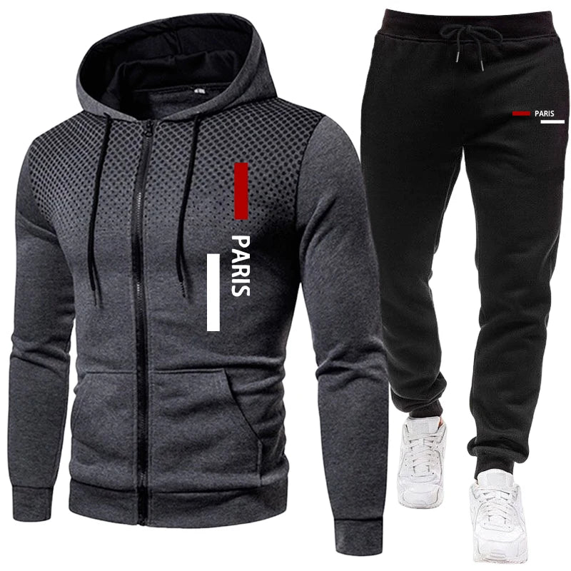Ropa deportiva para hombre, sudadera con capucha y pantalones de chándal, sudadera deportiva informal urbana con cremallera, traje para correr, trajes de entrenamiento de otoño/invierno
