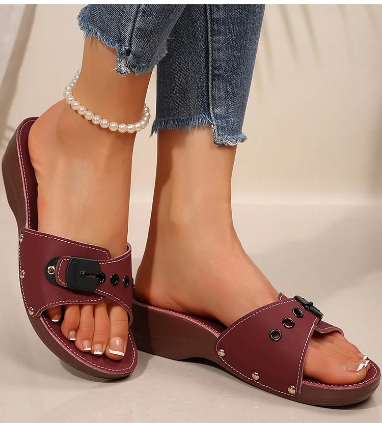Sandalias de moda, zapatos de verano para mujer, zapatos de cuña para mujer, sandalias suaves para mujer, calzado deslizante para exteriores, zapatos de mujer