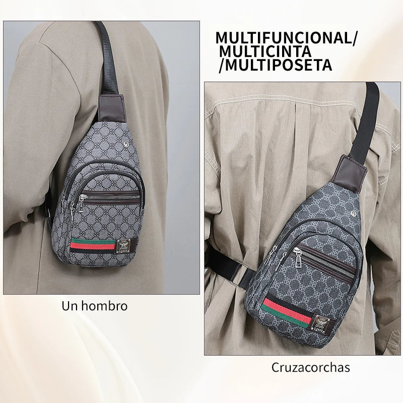 Bolso Mensajero Multifuncional para Hombre, Bolso de Hombro, Bolso Casual Cruzado con Orificio para Auriculares