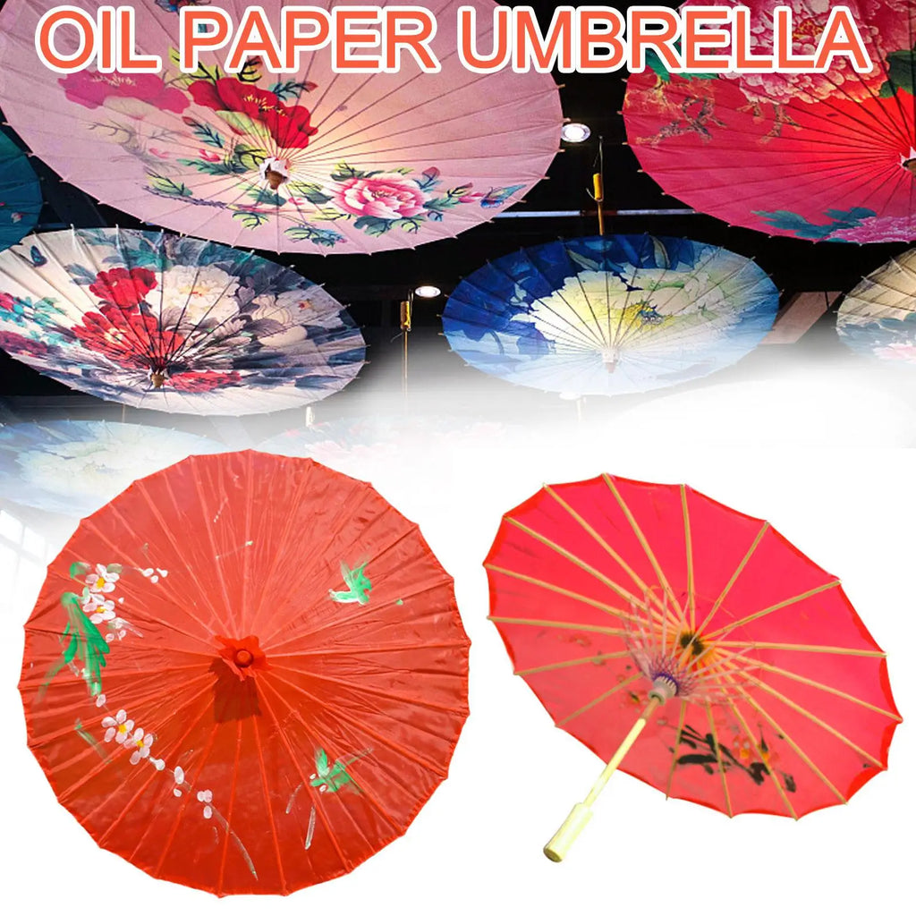 Paraguas de papel de aceite hecho a mano para mujer, decoración de estilo chino, accesorios de fotografía, baile, Qipao, Hanfu