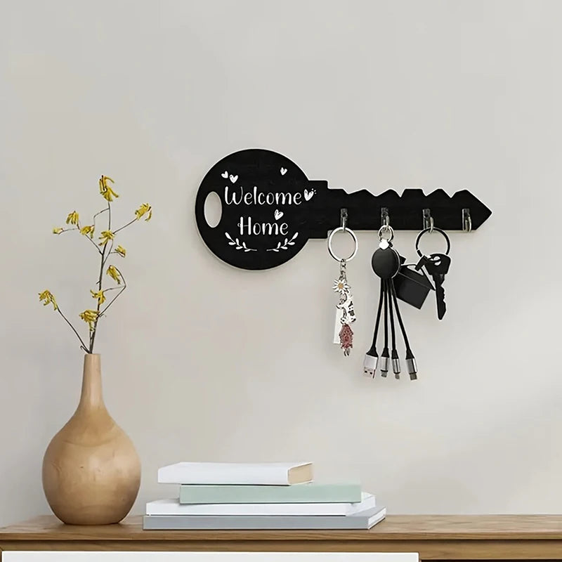 Organizador de almacenamiento, llave creativa, marco de madera, gancho de almacenamiento de pared moderno montado en la pared, estante de almacenamiento colgante Retro de boj para ropa