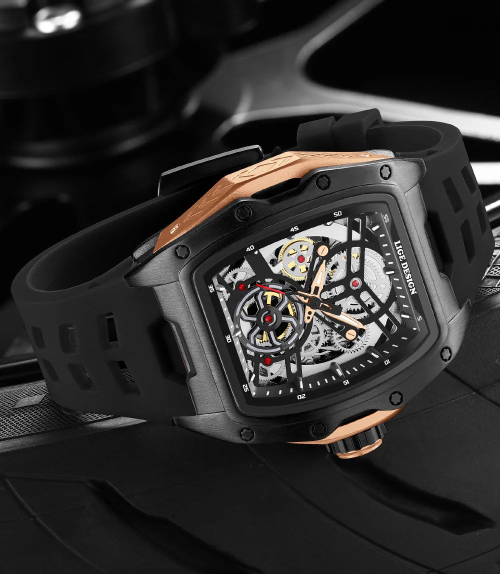 Reloj LIGE 2026 Nuevo de Lujo para Hombre, Deportivo, Automático, Mecánico, con Correa, Reloj de Pulsera Masculino