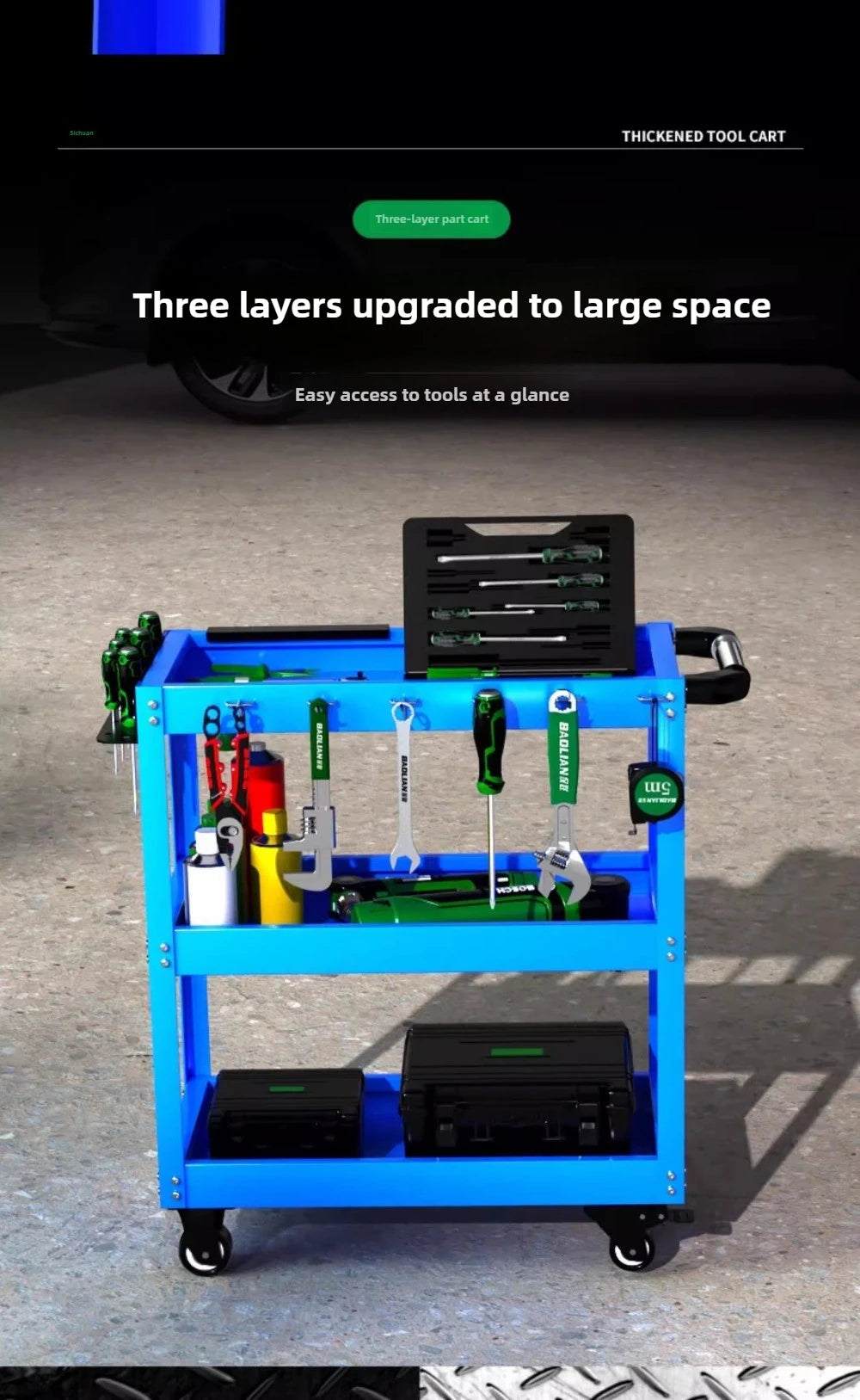 BaoLian-carro de herramientas de taller mecánico, carrito de herramientas con ruedas de freno, caja de herramientas, organizador de gabinete, soporte, estantes de banco de trabajo de garaje