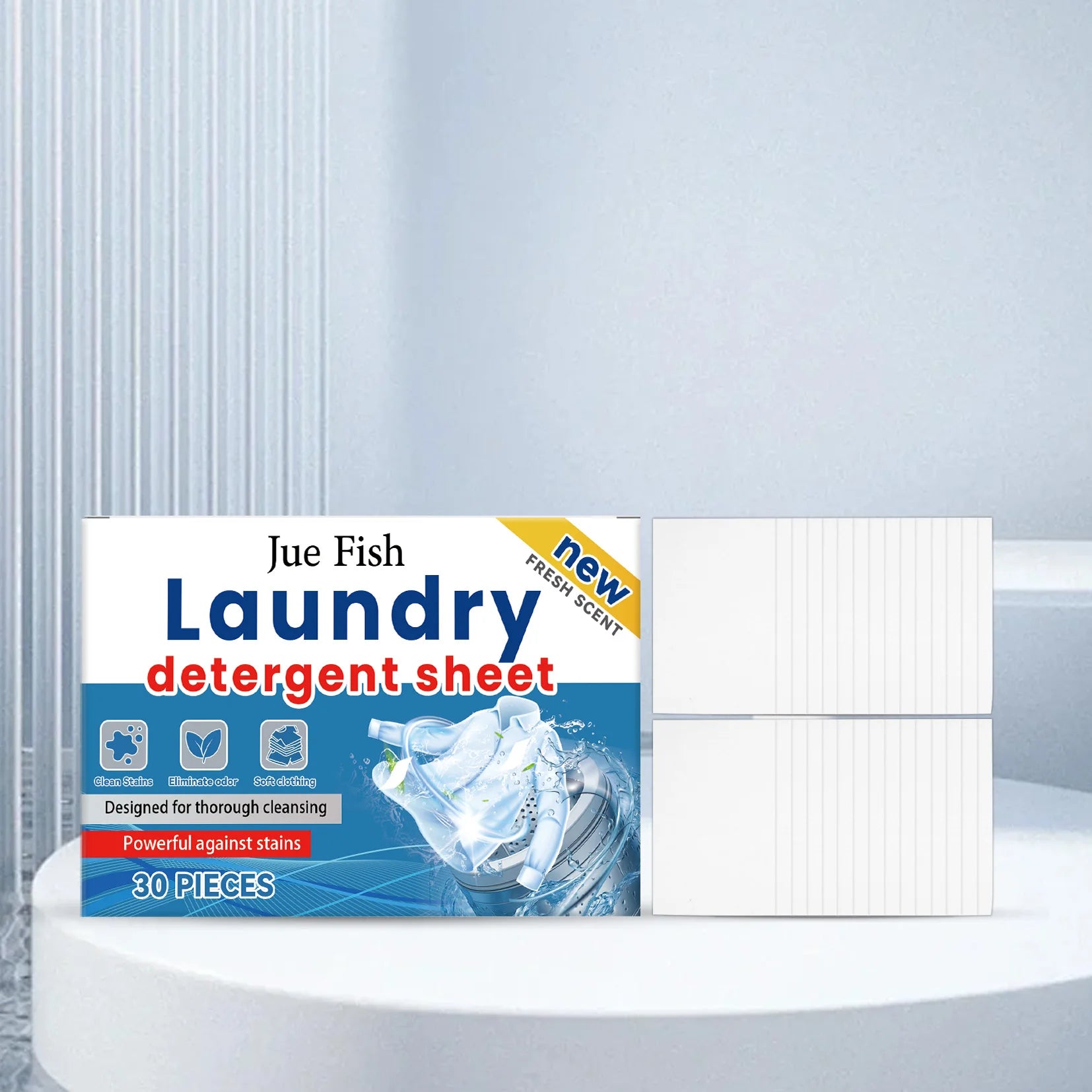 Detergente para ropa Jue Fish (30 piezas): suave en la piel, potente eliminación de manchas para ropa diaria