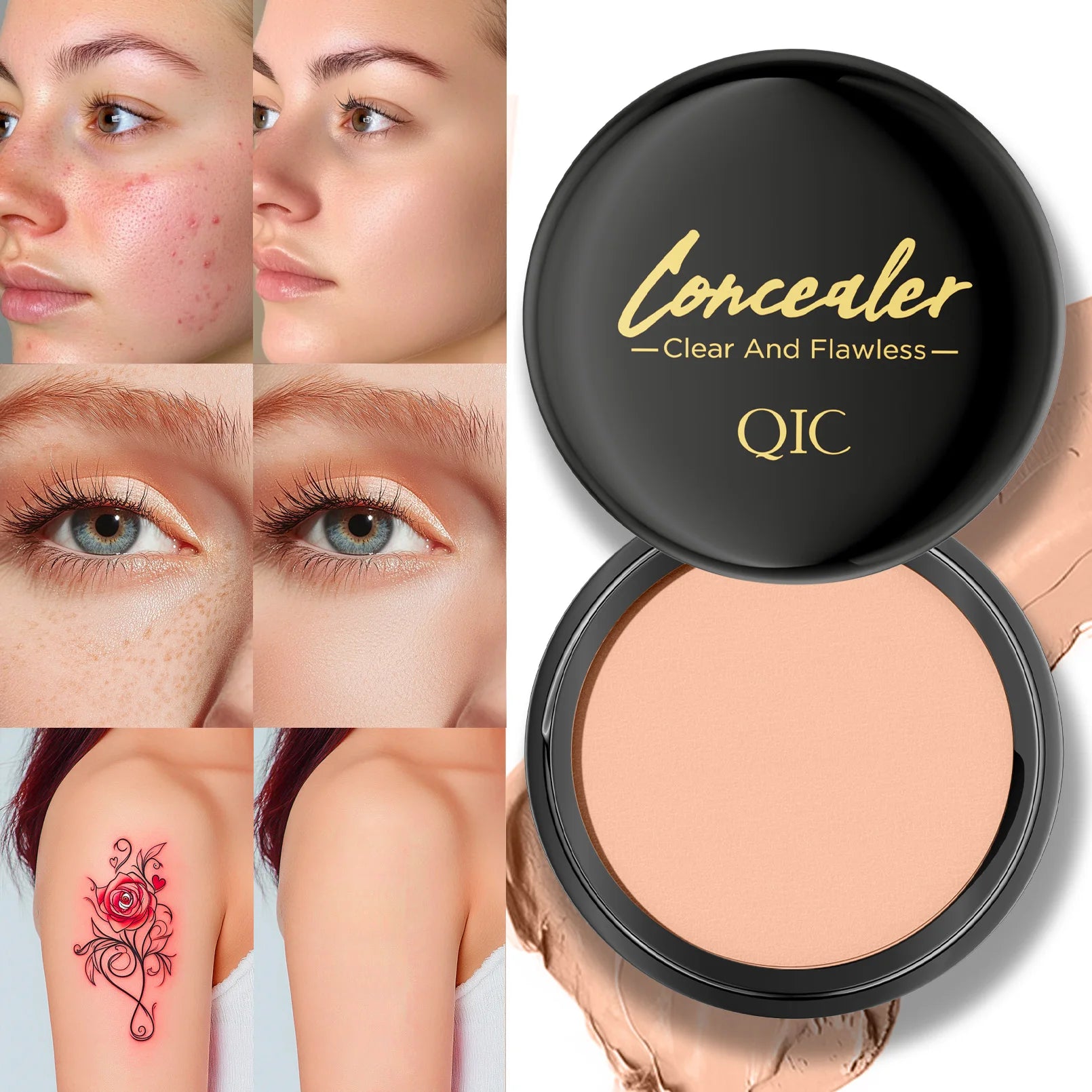 Corrector iluminador de ojos hidratante y crema para el contorno, cobertura completa, corrector de ojos de larga duración y corrector para un maquillaje de aspecto perfecto