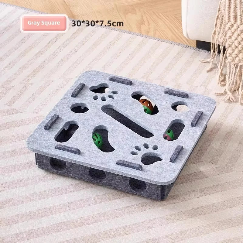 Juguete rompecabezas para gatos, caja de rompecabezas de fieltro, juguete de ejercicio para gatos con pelota, entretenimiento deportivo de interior, caza, juguetes para gatos de interior