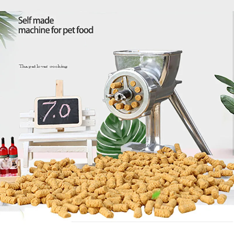 Máquina manual para fabricar pellets de alimento para peces, aves de corral y conejos pequeños para el hogar/herramienta manual de procesamiento de extrusora de alimento para pájaros