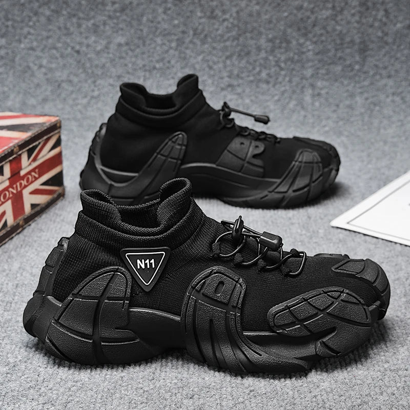 Zapatillas de deporte informales de talla grande 45, zapatos deportivos con suela de pulpo de diseñador para hombre, zapatos de gimnasio con plataforma aumentada de altura de tela de cuero de moda