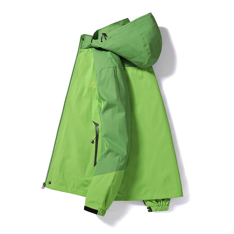 Chaqueta de senderismo de primavera para mujer, abrigo de lluvia para senderismo al aire libre, cortavientos impermeable con capucha para acampar, ciclismo y escalada